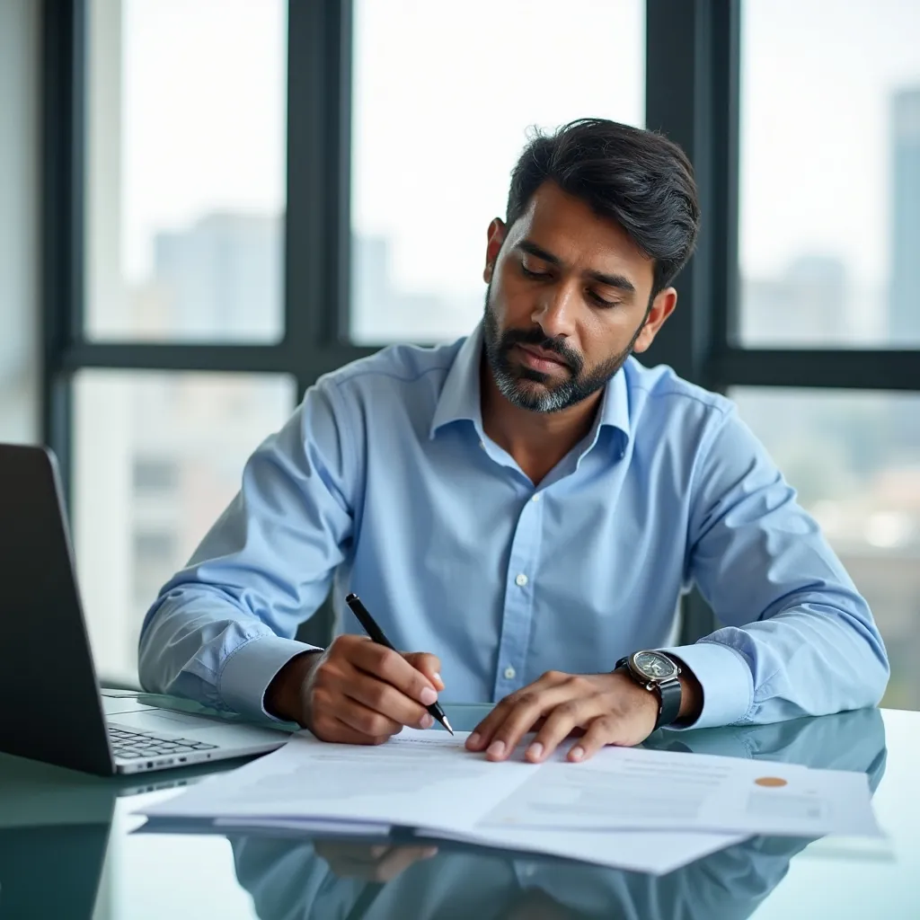 Professional reviewing printed CARD Act consumer protection documentation