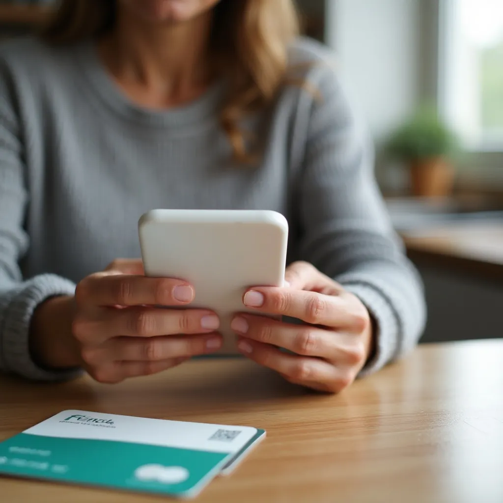 Person checking a gift card balance on a smartphone with the card in hand